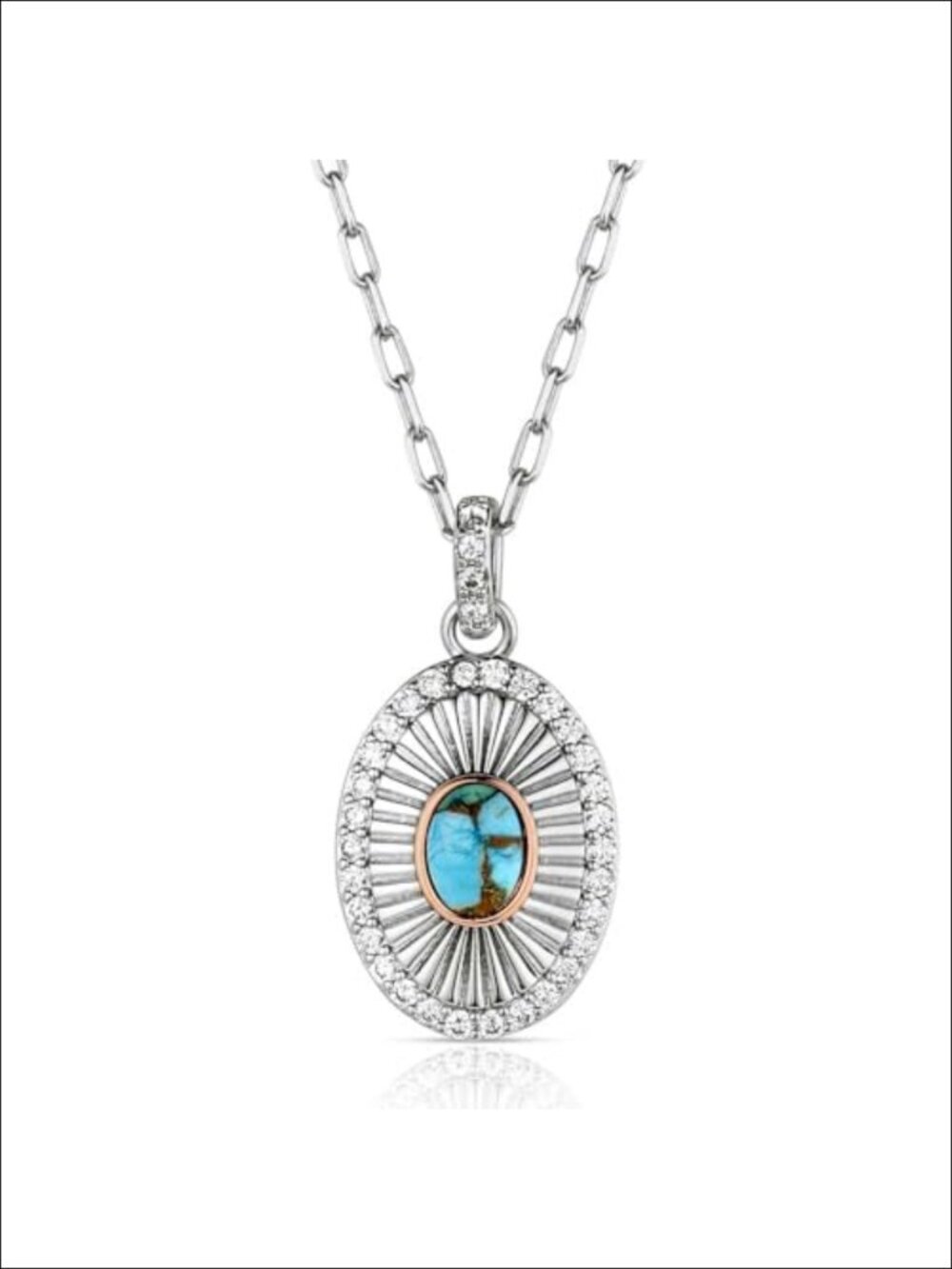 Western Turquoise Pendant Necklace with Polished Brass
